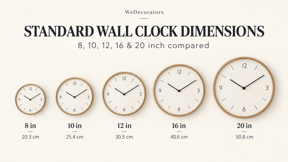 Standard Wall Clock Dimensions: 8, 10, 12, 16 & 20 Inch