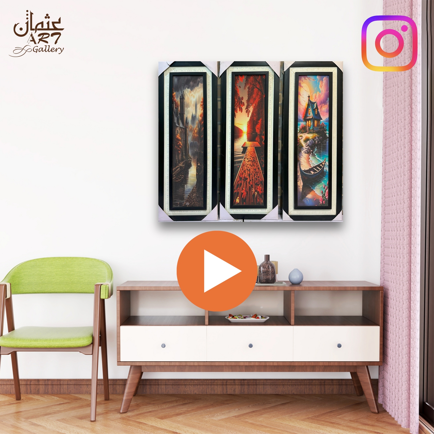 3-Panel Scenic Escape Set Usman Interior and Art Gallery