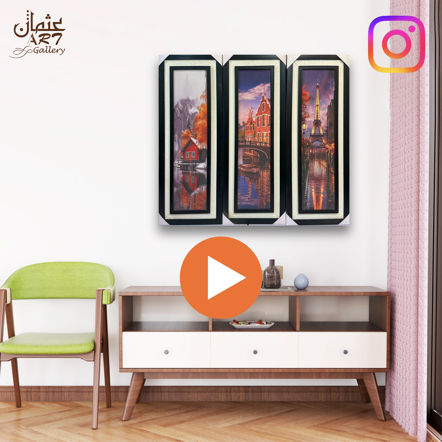 3-Panel European Nights Set Usman Interior and Art Gallery