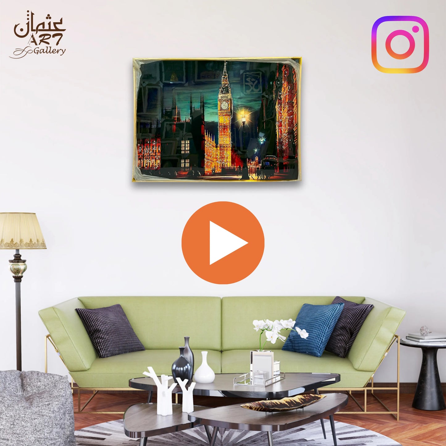 Epoxy Resin Cityscape Wall Art Usman Interior and Art Gallery