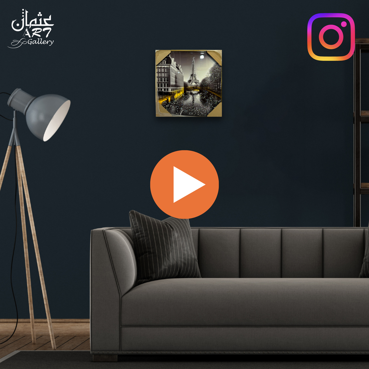 Eiffel Tower Monochrome Accents – Epoxy Resin Art Usman Interior and Art Gallery