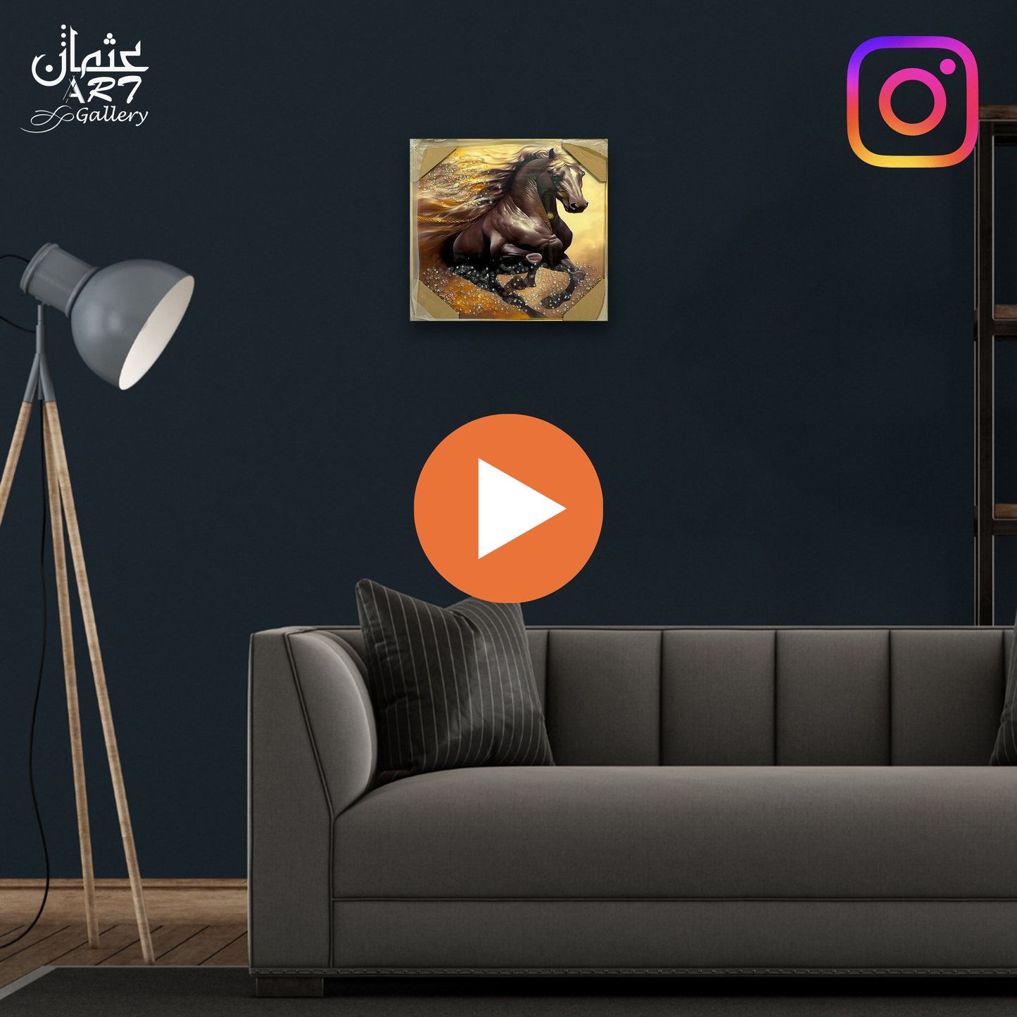 Galloping Horse with Flowing Mane – Epoxy Resin Artwork Usman Interior and Art Gallery