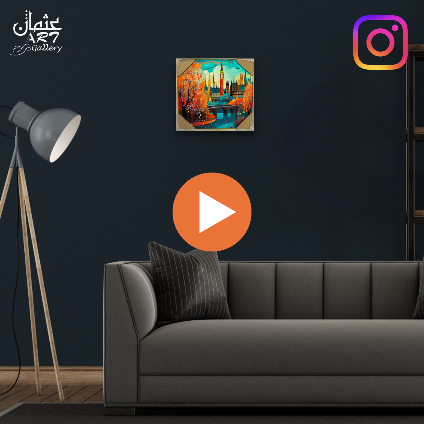 Autumn Riverside Cityscape with Big Ben – Epoxy Resin Wall Art Usman Interior and Art Gallery