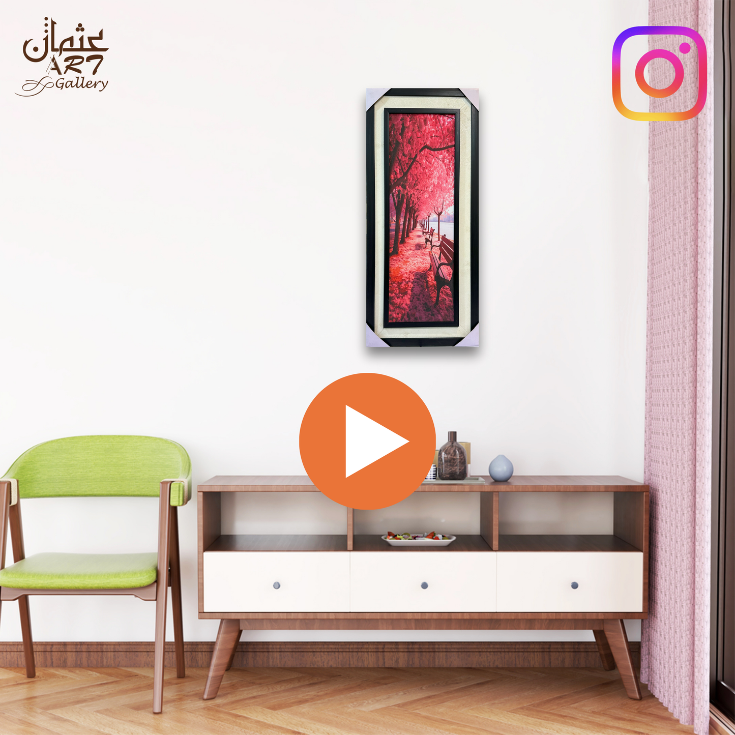 Cherry Blossom Walkway Panel Art Usman Interior and Art Gallery