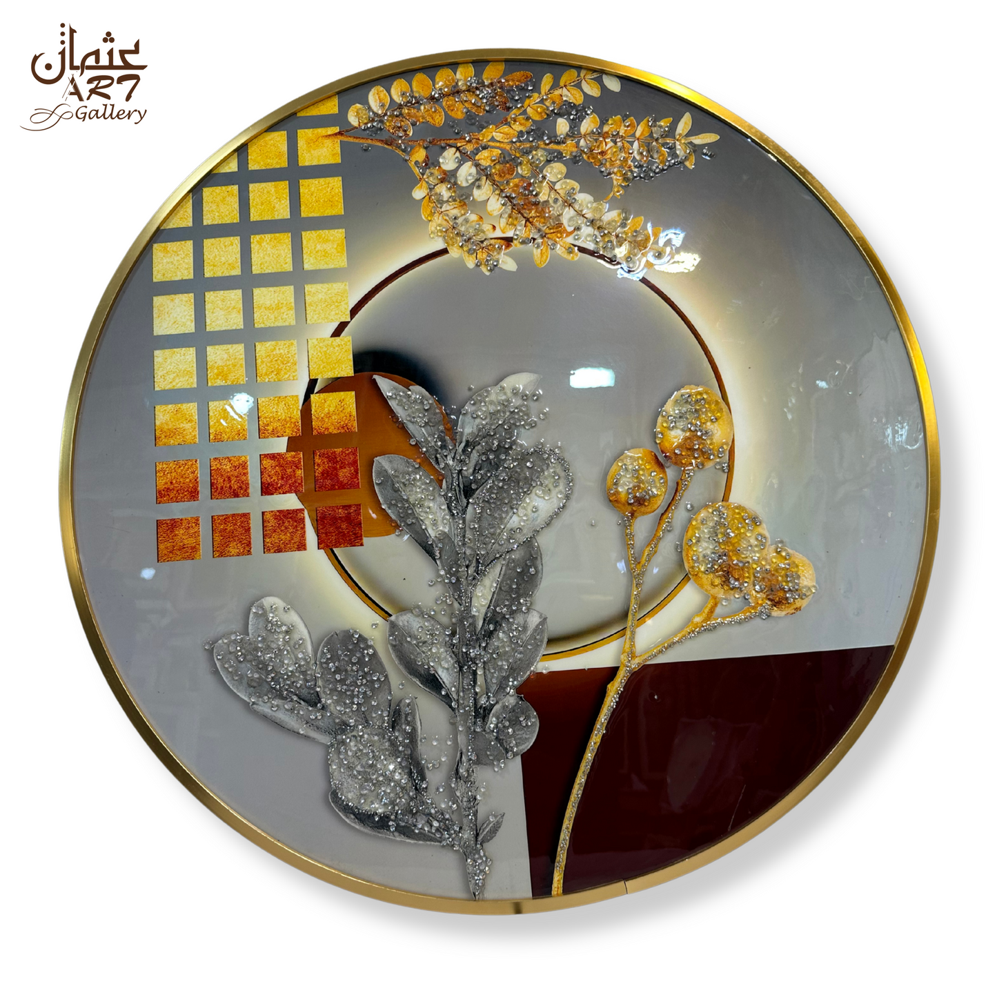 Abstract Floral and Geometric Resin Wall Art