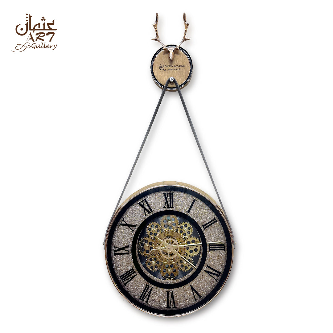 Resin Imported Clock - 13 inches dia (edge to edge) / Pure Gold (Hanging)