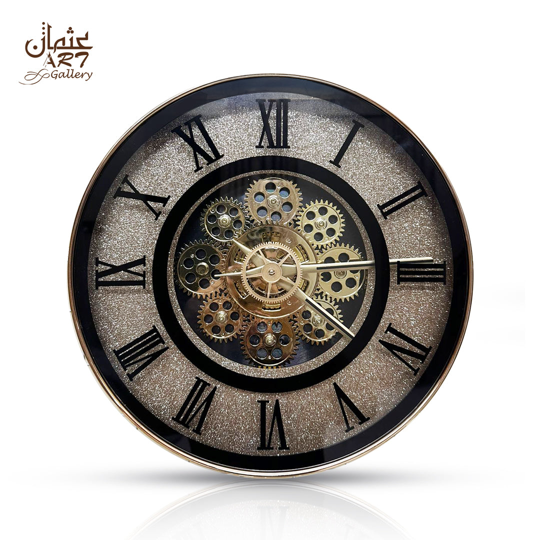Resin Imported Clock - 13 inches dia (edge to edge) / Pure Gold (No Hanging)