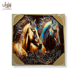 Horse Duo with Metal Boundary – Epoxy Resin Artwork