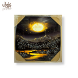 Golden Moon over Mountains – Epoxy Resin Artwork