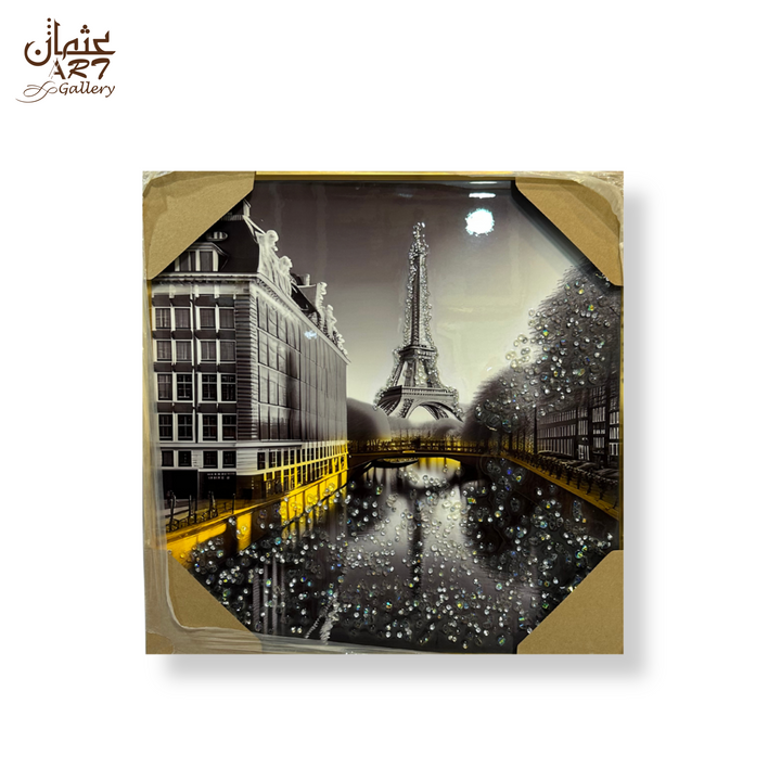 Eiffel Tower Monochrome Accents – Epoxy Resin Art