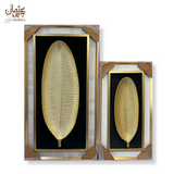 3D Golden Leaf Tall Oval Wall Frame