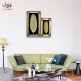 3D Golden Leaf Tall Oval Wall Frame