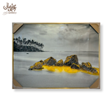 Golden Shoreline Rocks Crystal Frame