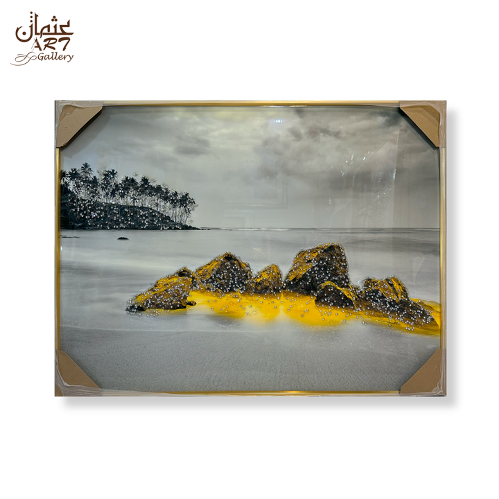 Golden Shoreline Rocks Crystal Frame