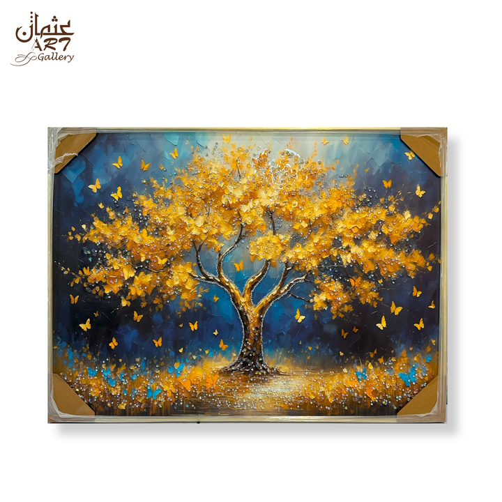 Golden Blossom Tree with Butterflies Frame