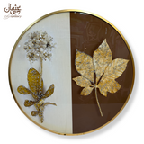 Floral and Leaf Resin Artwork in Dual-Tone Design