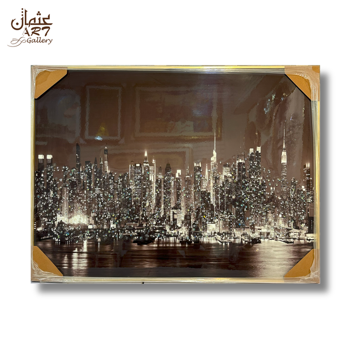 Night Skyline Crystal Cityscape Frame