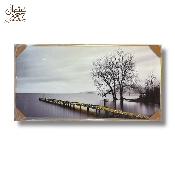 Golden Pier Tree Reflection Frame