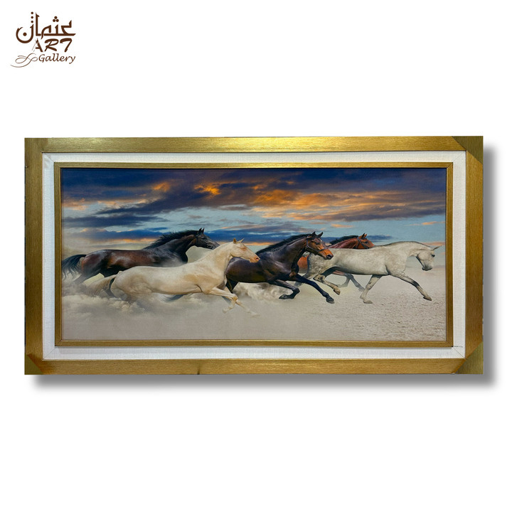 Running Horses Velvet Frame