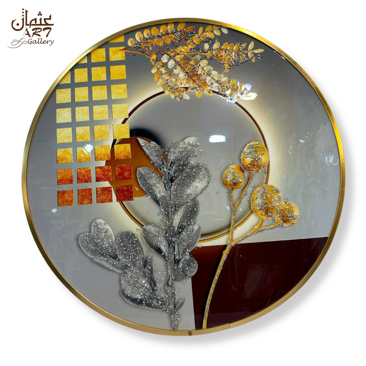 Abstract Floral and Geometric Resin Wall Art
