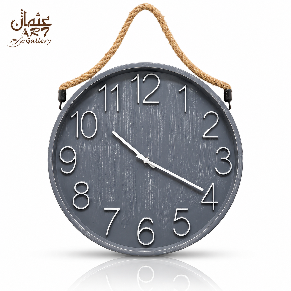 20 inch grey rope wall clock with raised numerals - WeDecorators Pakistan